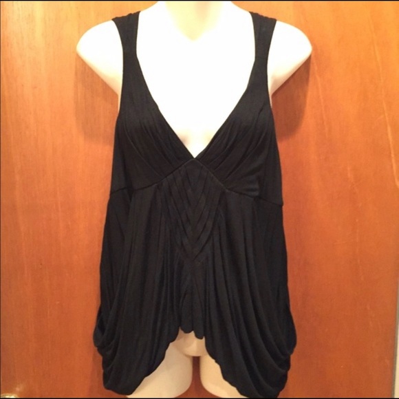 Vivienne Tam Asymmetrical V neck Black top - Picture 2 of 5